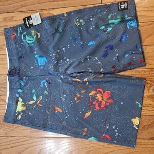 New Vans Multicolor Floral Gray Boy's Shorts, Vanphibian, Size 18